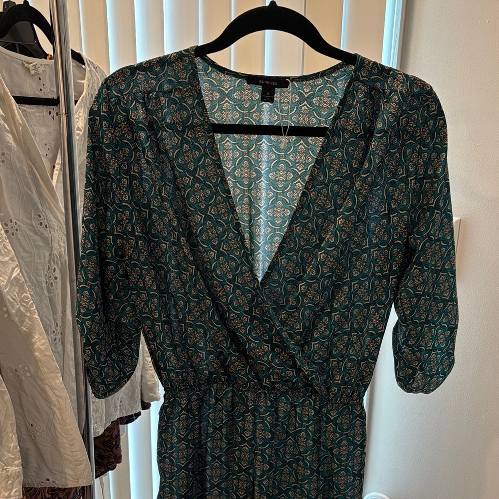 Teal Patterned Romper
